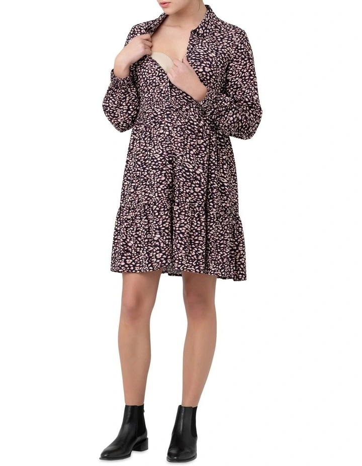 Leah Button Through Dress in Midnight