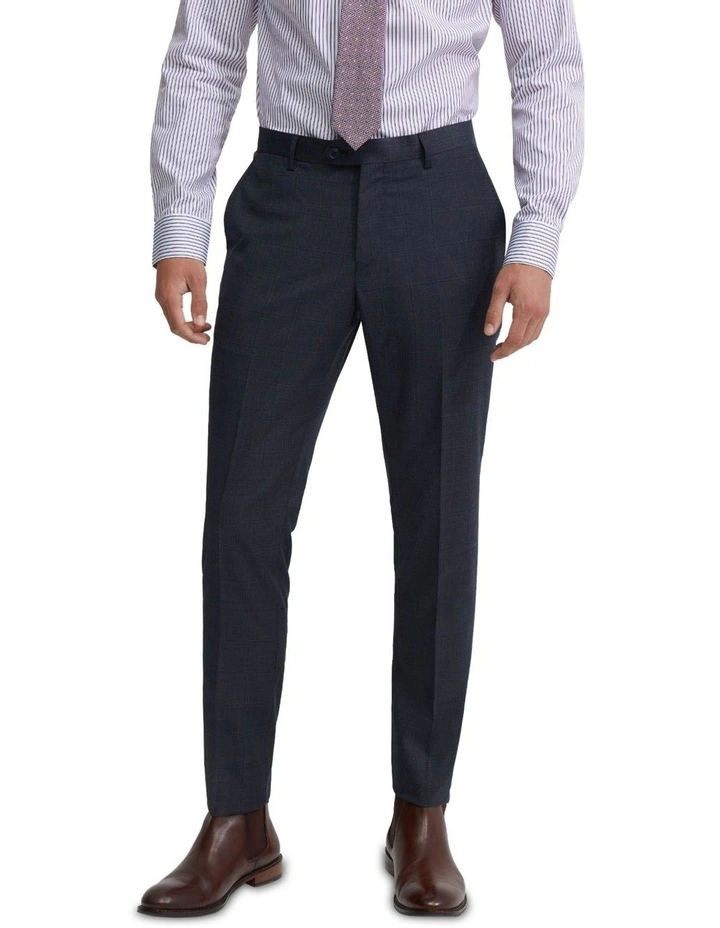 Auden Checked Wool Suit Trousers in Gunmetal Check