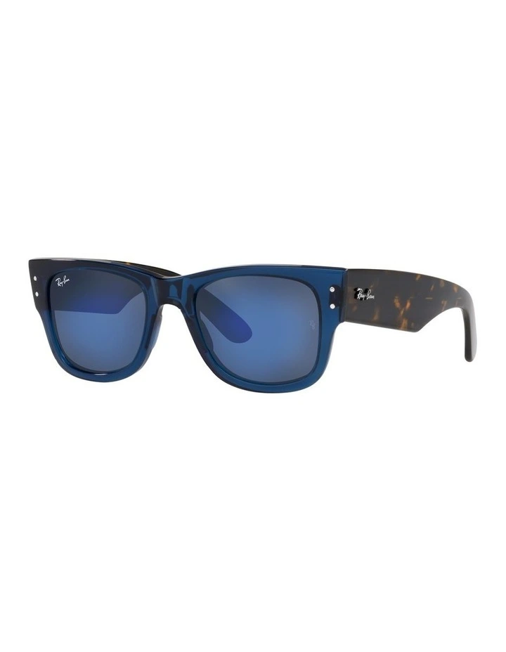 MEGA WAYFARER Sunglasses in Transparent Blue/Havana