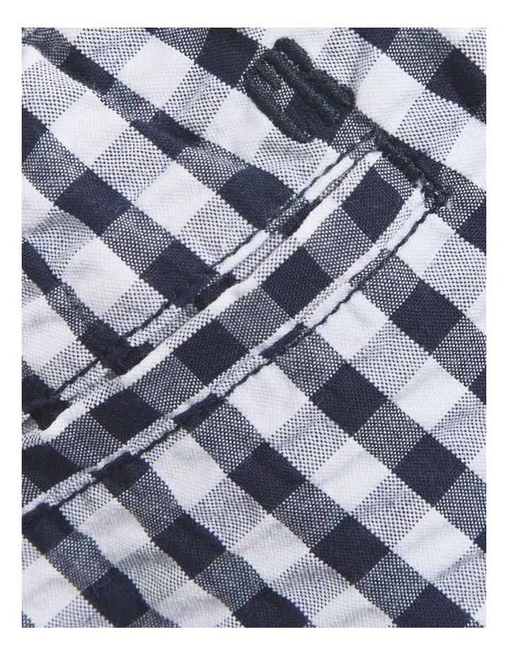 Organically Grown Cotton Blend Gingham Short in Navy
