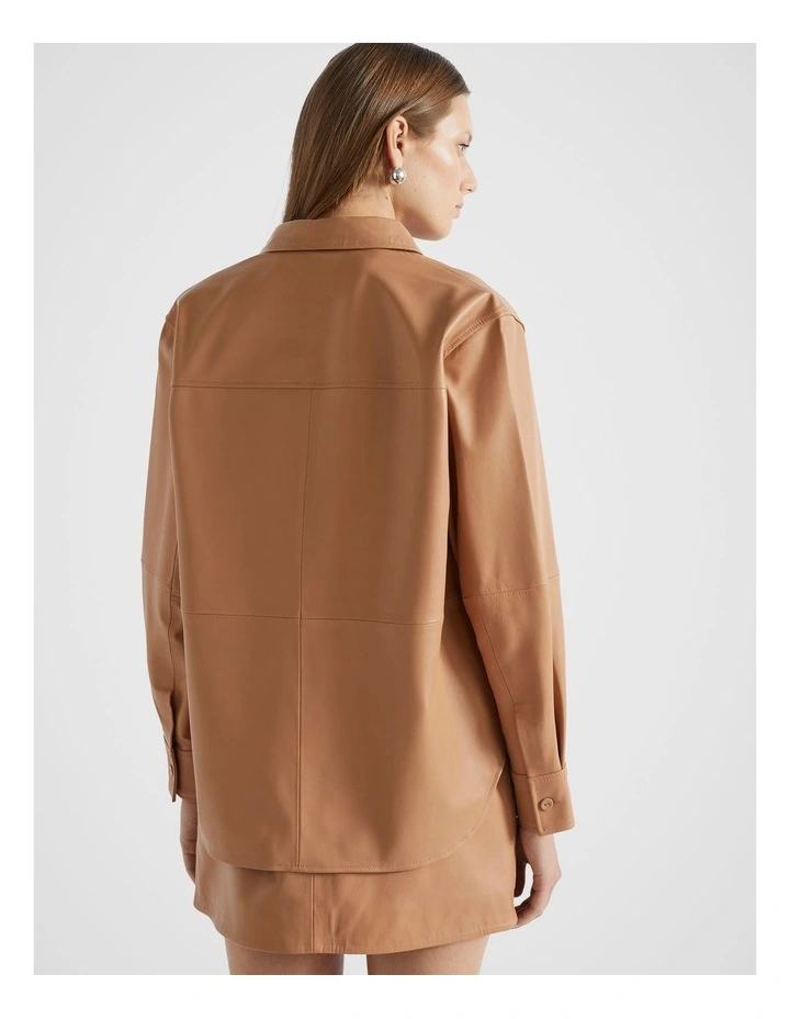 Leather Shirt in Fudge
