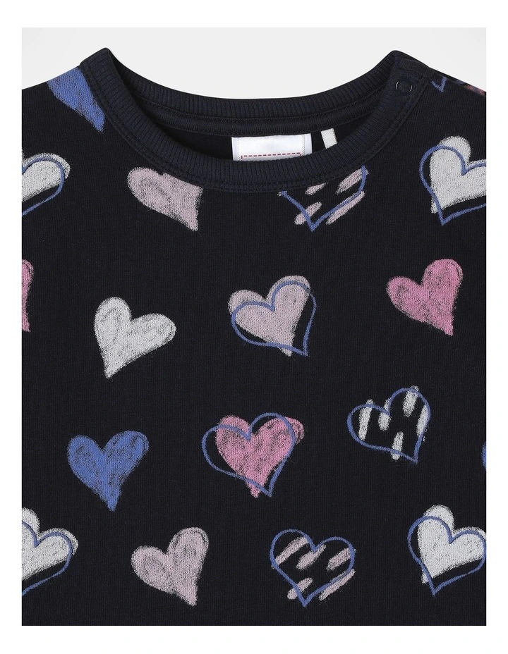 Essential Hearts Sweat Top in Navy