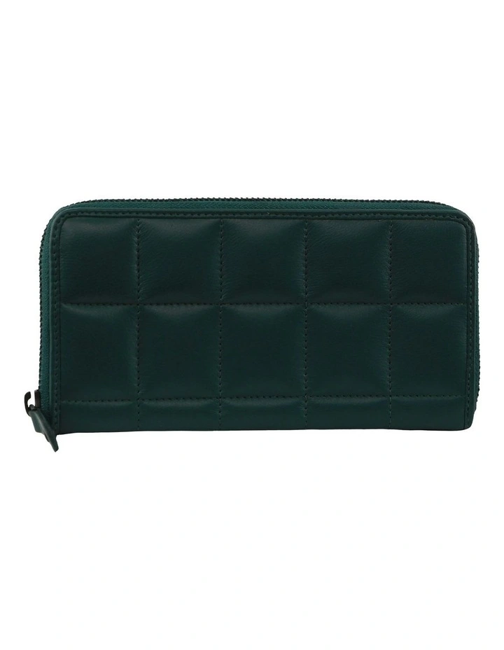 Italian Pleated Leather Zip Wallet in Zirkon