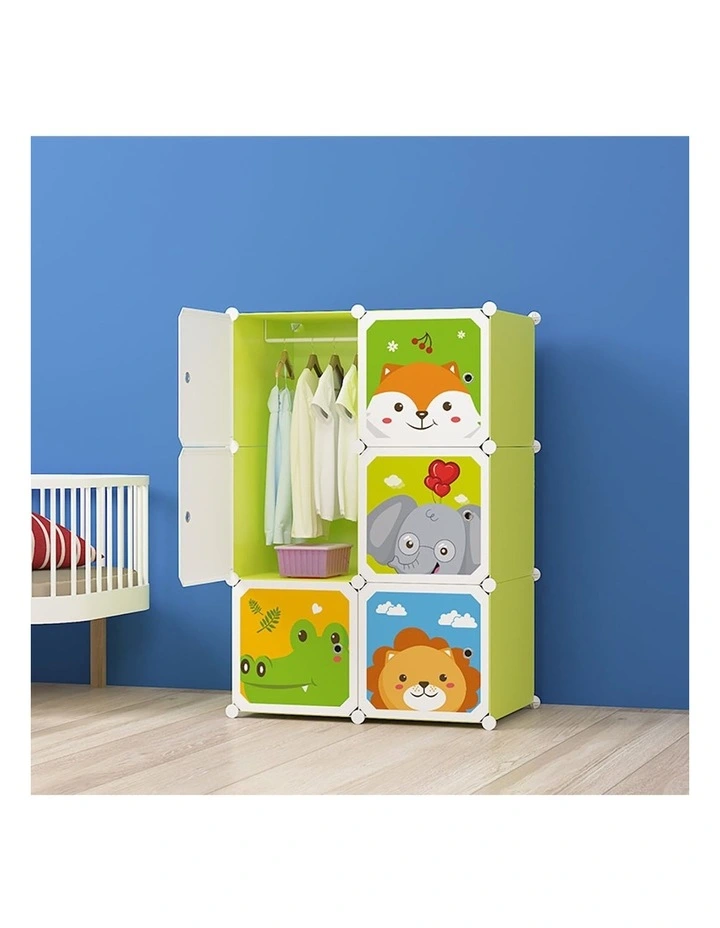 Animal Design Portable Wardrobe 6 Cubes in Green