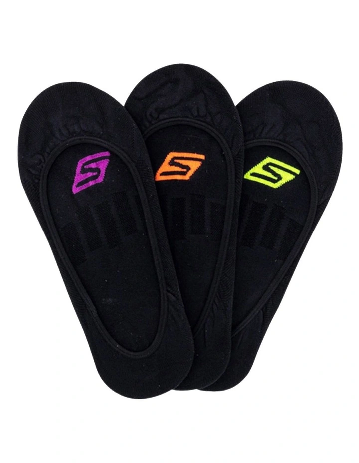 Mesh Superlow Cushioned Liner Socks 3 Pack in Black