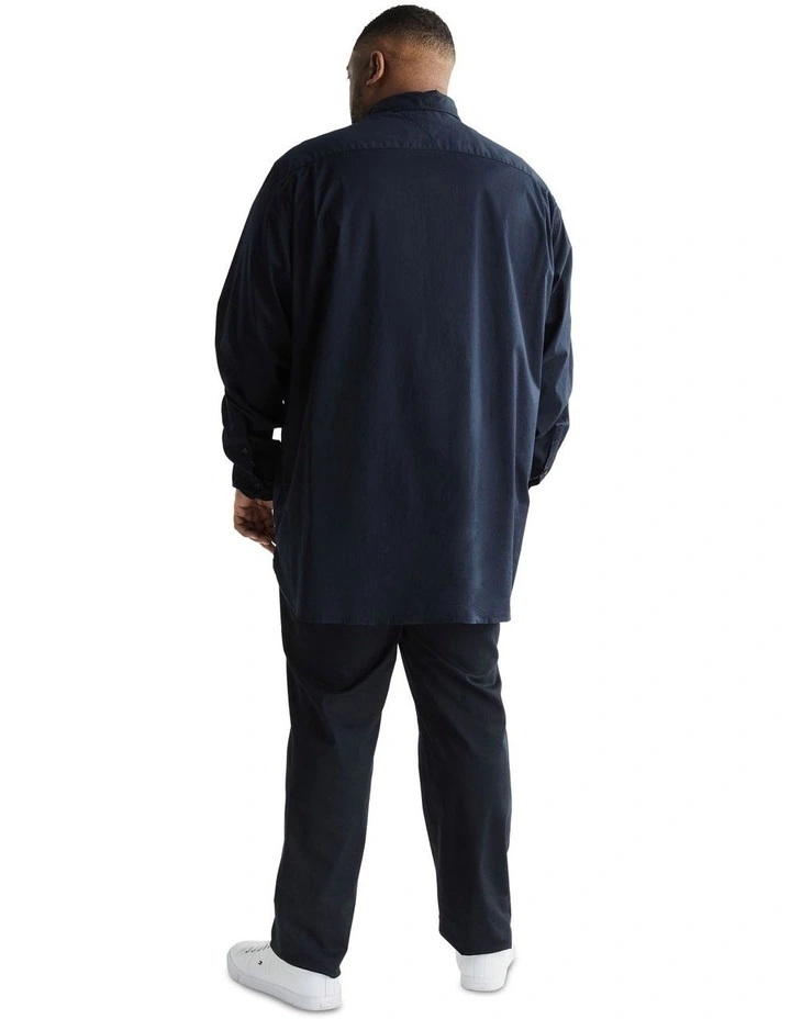 Big and Tall Core Flex Poplin Long Sleeve Shirt in Navy