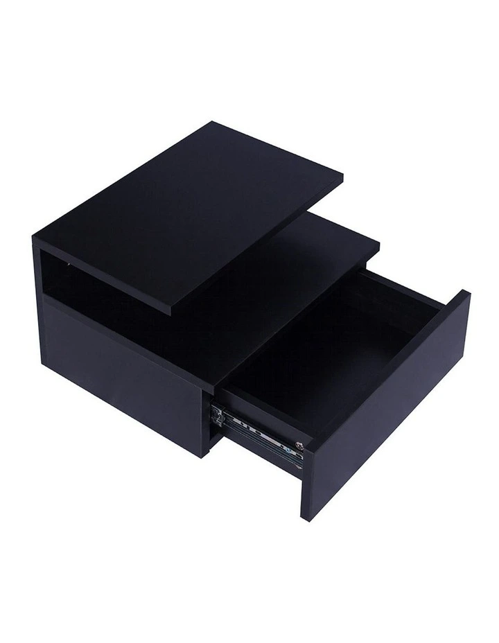 2x LED Wall Mounted Cabinet Floating Nightstand Bedside Tables in Black