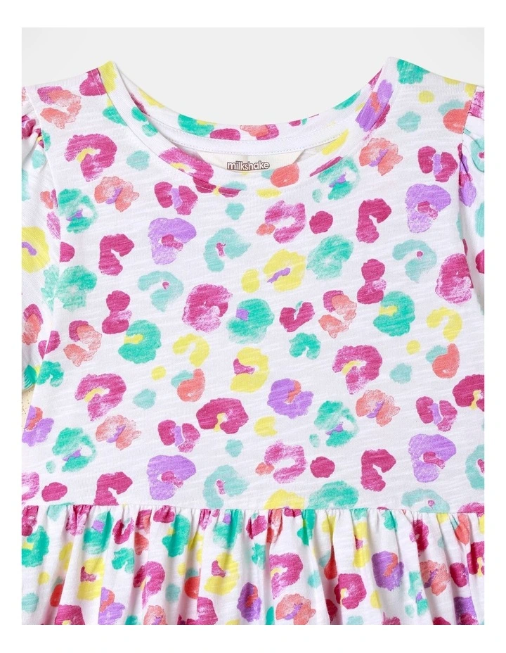 Flounce Sleeve Kinder Dress In Rainbow