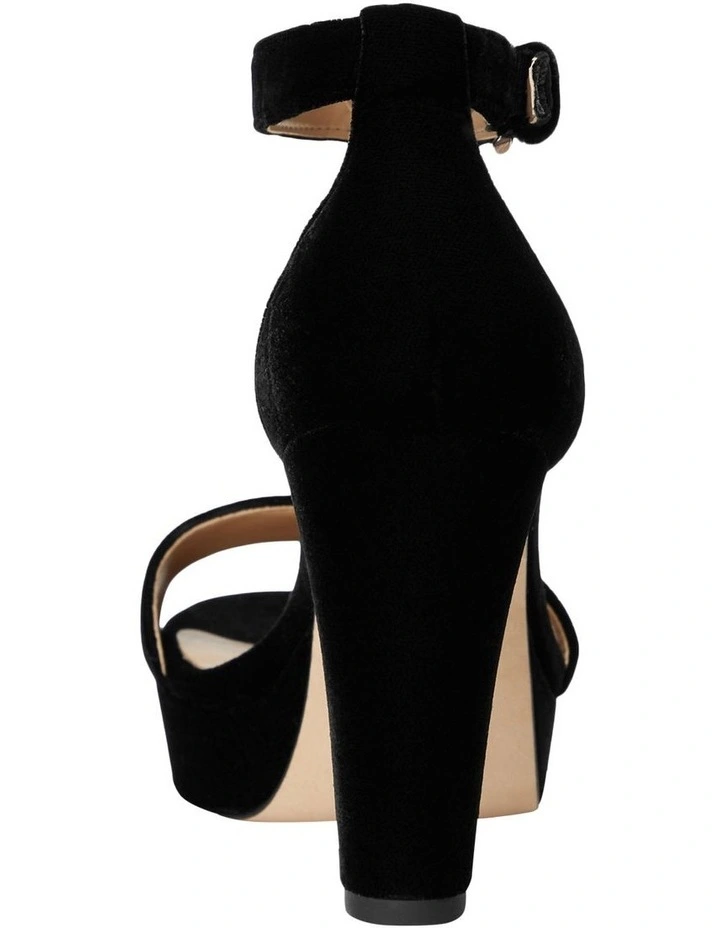 Sylvia Black Velvet Sandal in Black