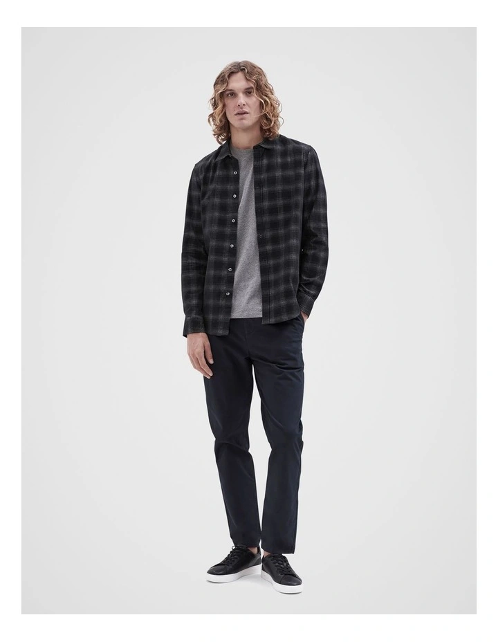 Cord Check Long-sleeve Regular Fit Shirt in Black