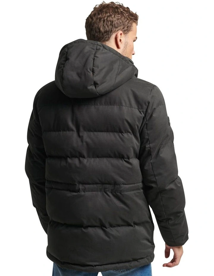 Microfibre Hooded Parka in Noir