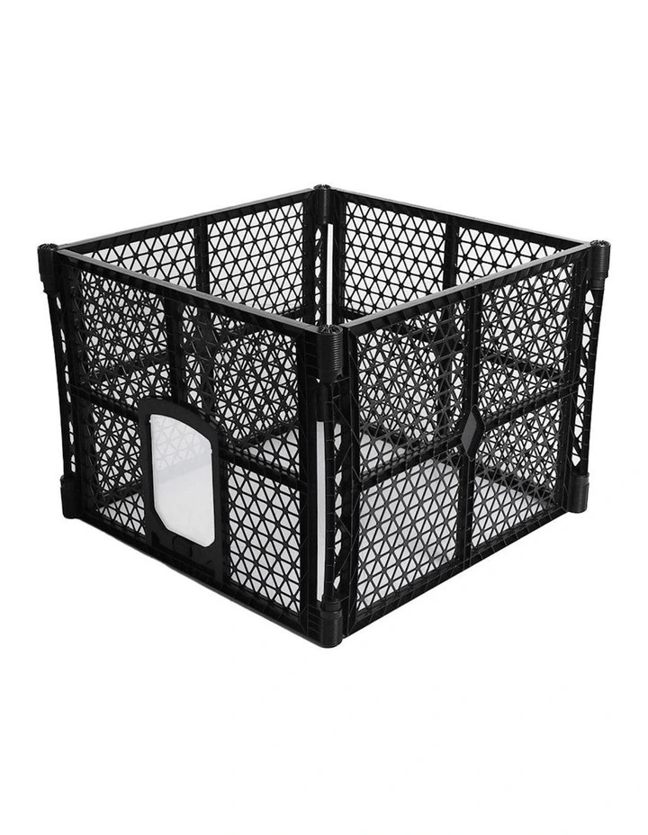 4 Panels Folding Pet Playpen in Black