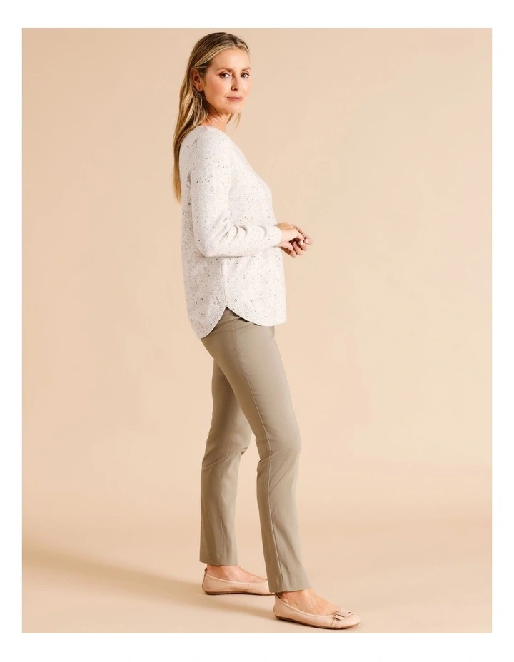 Organic Cotton Blend Wardrobe Staple Slim Full Length Pant In Stone
