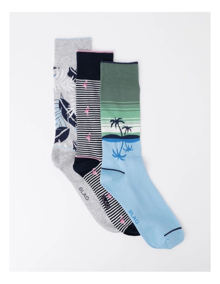 3 Pack Tropical Socks in Assorted