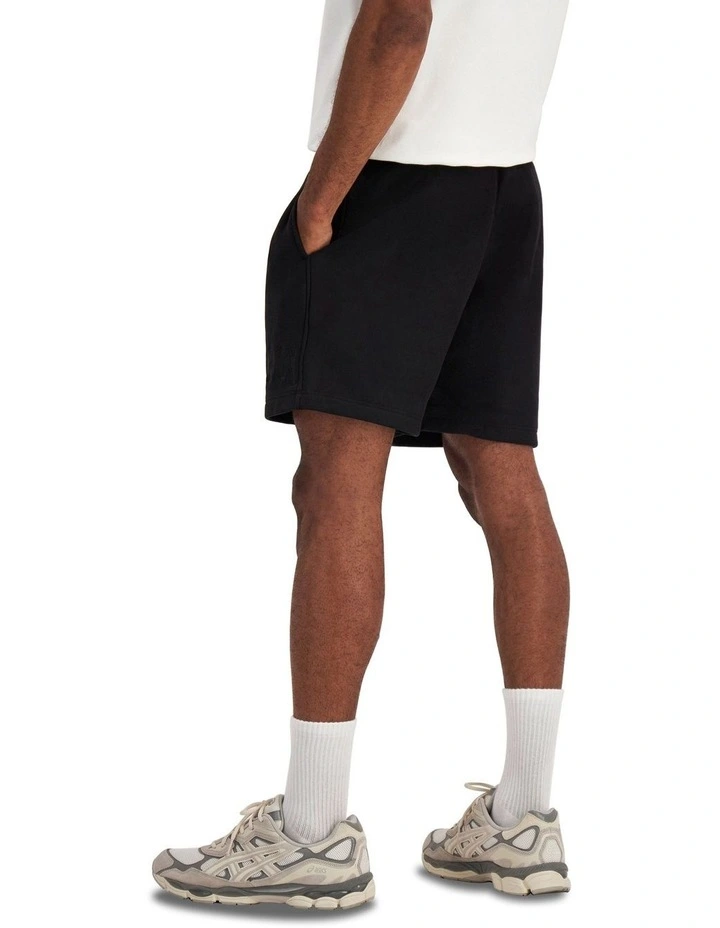 Reverse Weave Triple Relaxed Shorts in Black