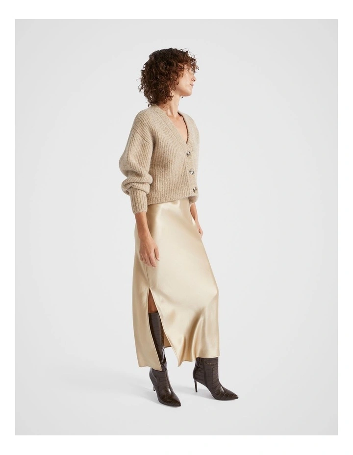 Wool Blend Cardigan in Champagne Beige Marle