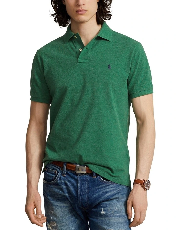Custom Slim Fit Mesh Polo Shirt in Green