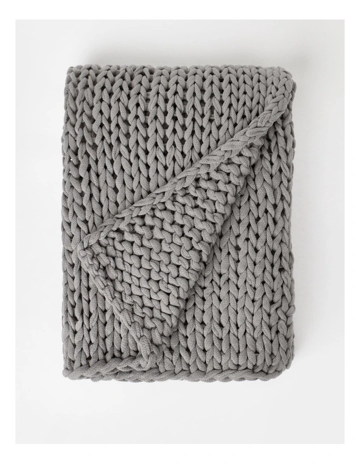 Chunky Knit Throw 130x180cm in Grey