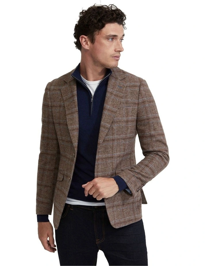 Blake Wool Rich Checked Blazer in Nutshell