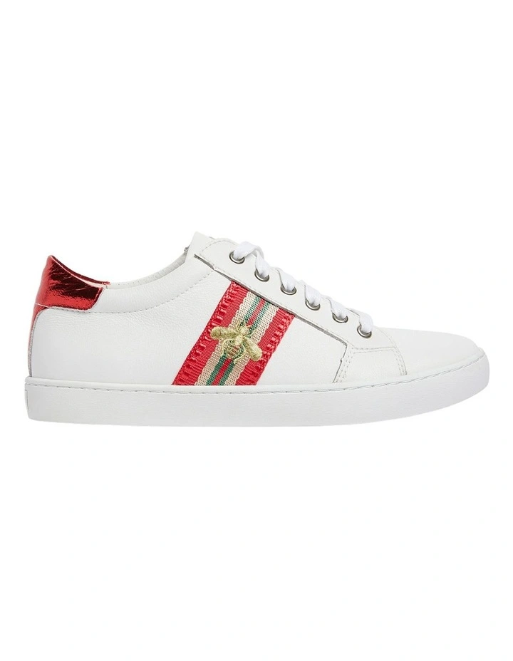 Belem Sneakers in White/Red Leather
