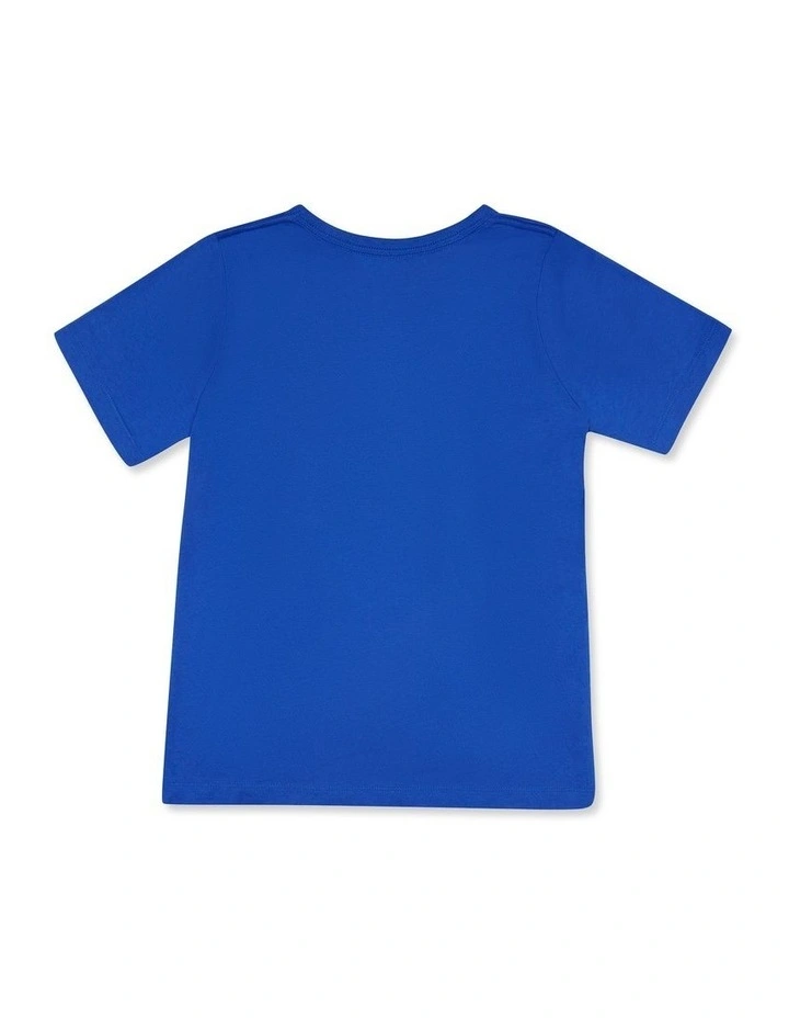 Script Short Sleeve Tee in Cotton Blue Grotto