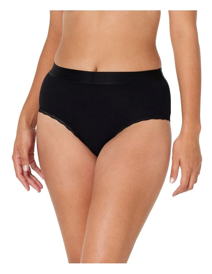 Cotton Logo High Rise Brief in Black