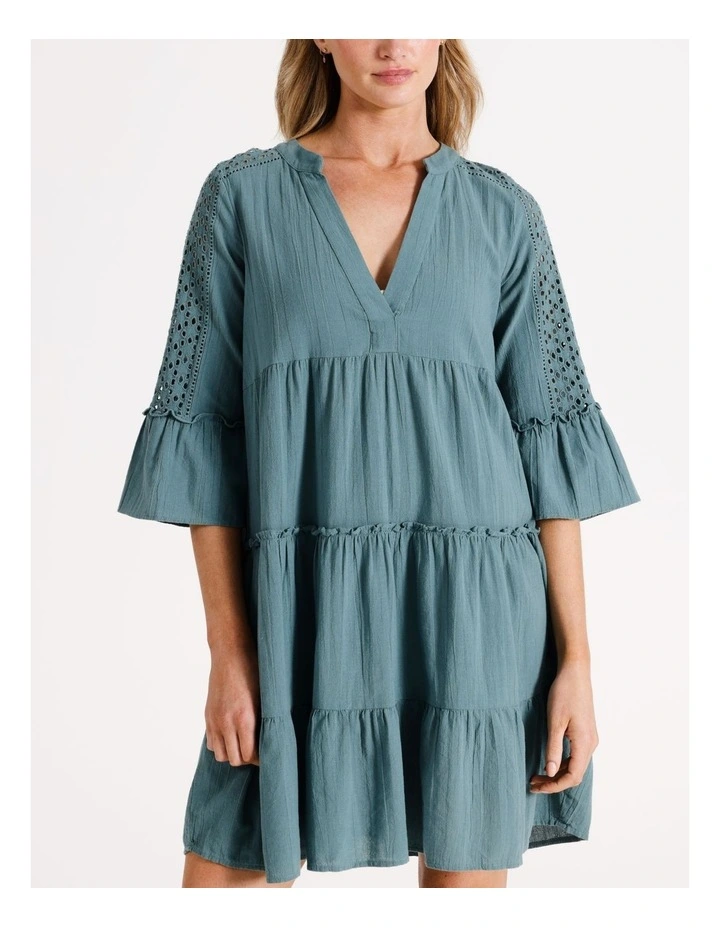 Must Have Embroidered Cotton Dress in Green