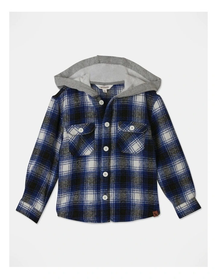 Felted Hooded Shirt in Blue