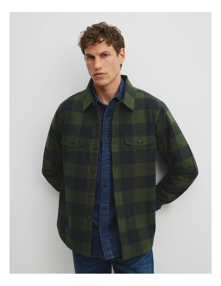 Buffalo Sherpa Shirt Jacket in Khaki Green