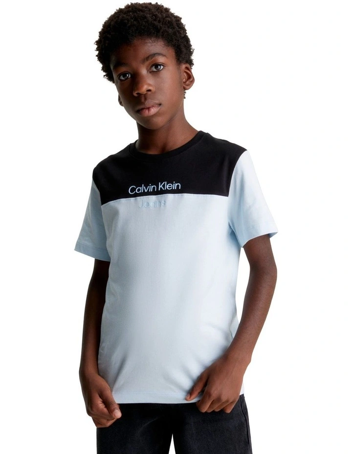 Jersey Color Block Short Sleeve T-shirt in Keepsake Blue