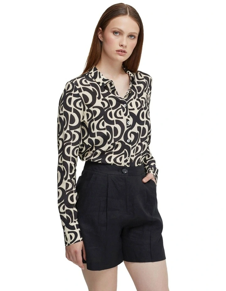 Poppy Printed Blouse in Ecru/Black