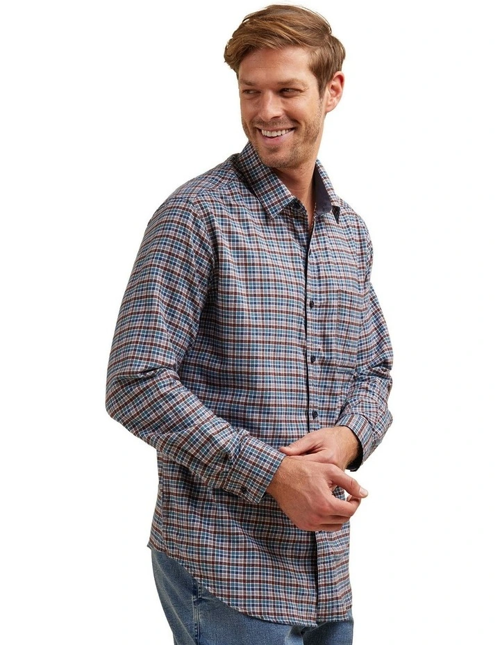 Crux Cotton Brushed Long Sleeve Shirt in Green