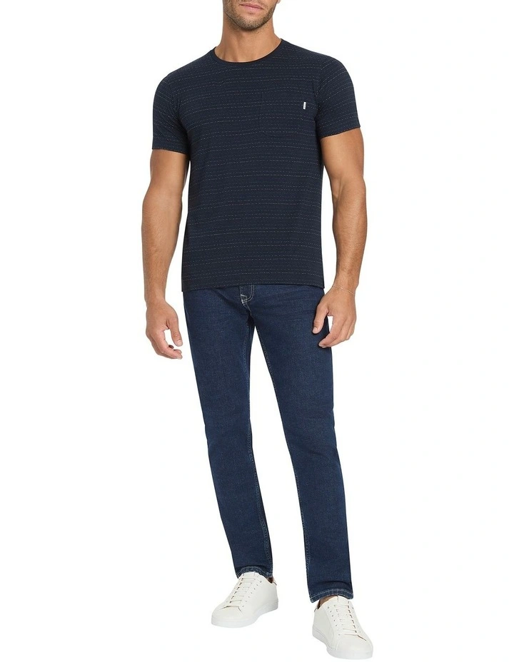 In The Stripe-line Tee in Navy Multi