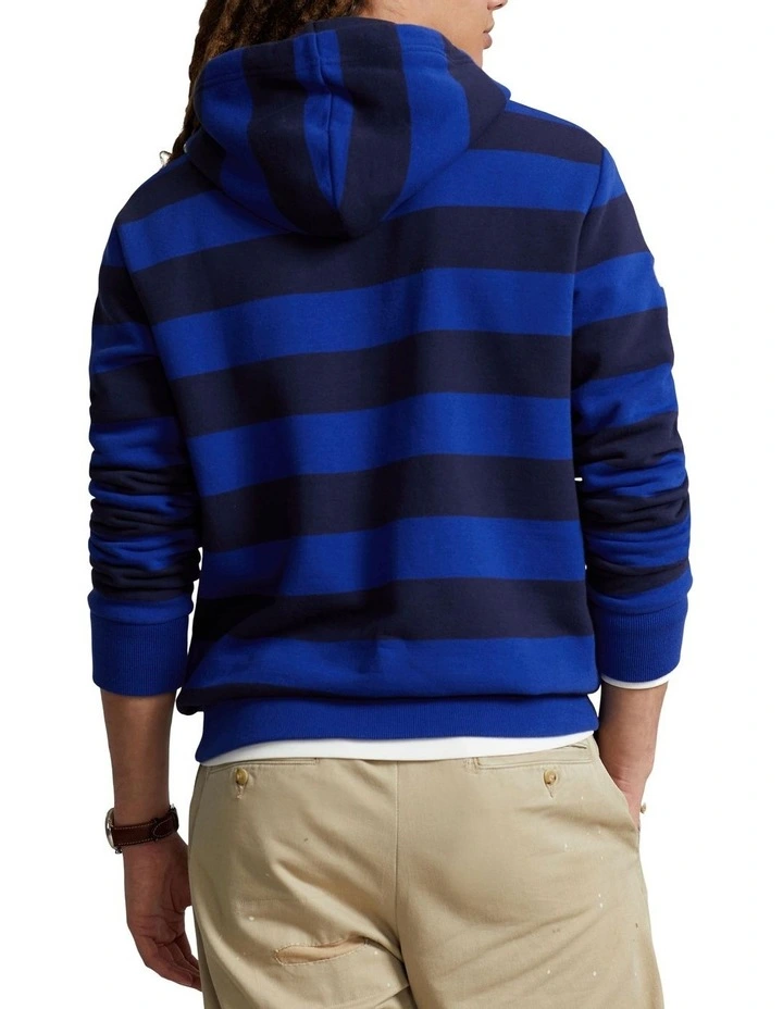 Big Pony Striped Fleece Hoodie in Blue