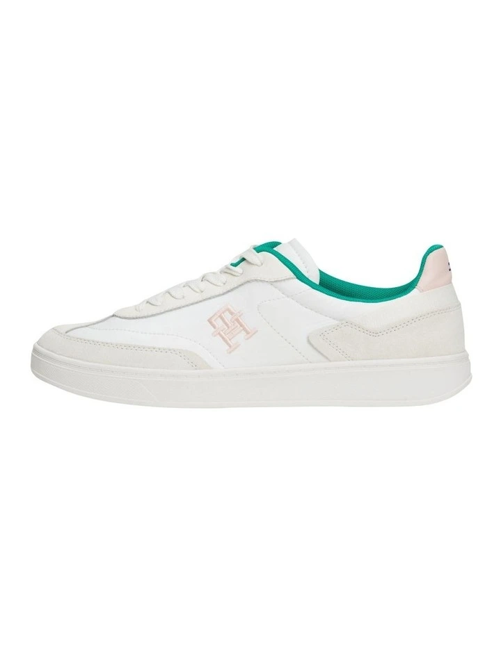 Heritage Suede Court Trainers in White