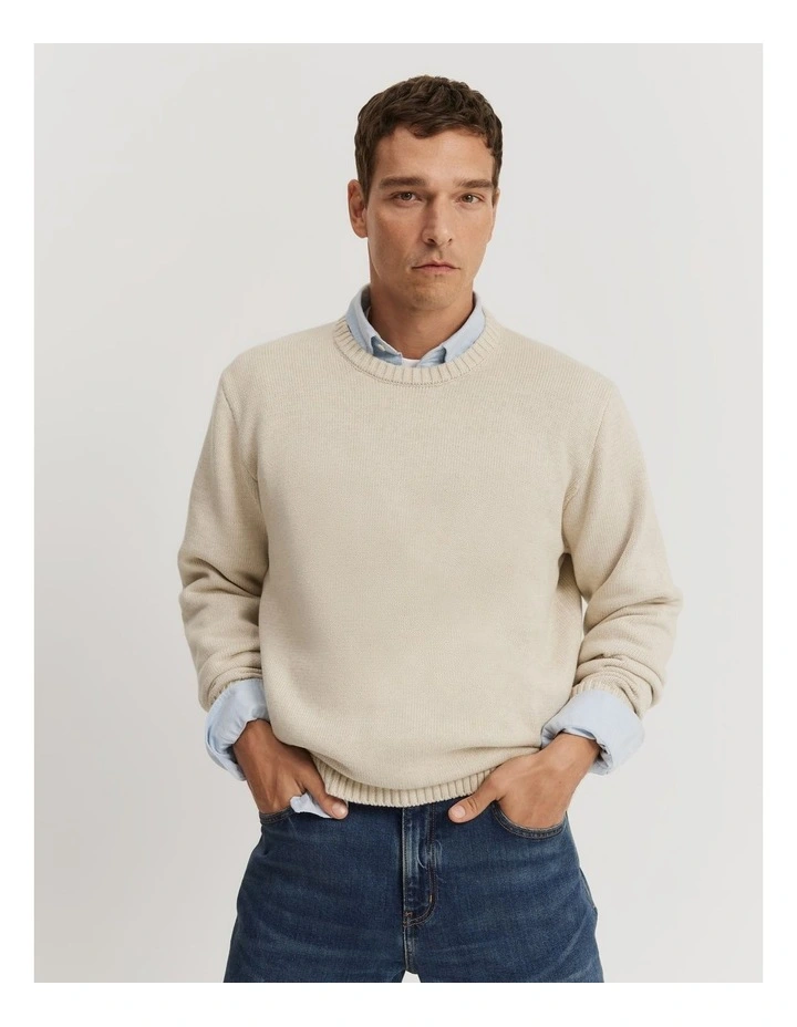 Australian Cotton Crew Knit in Oat Milk