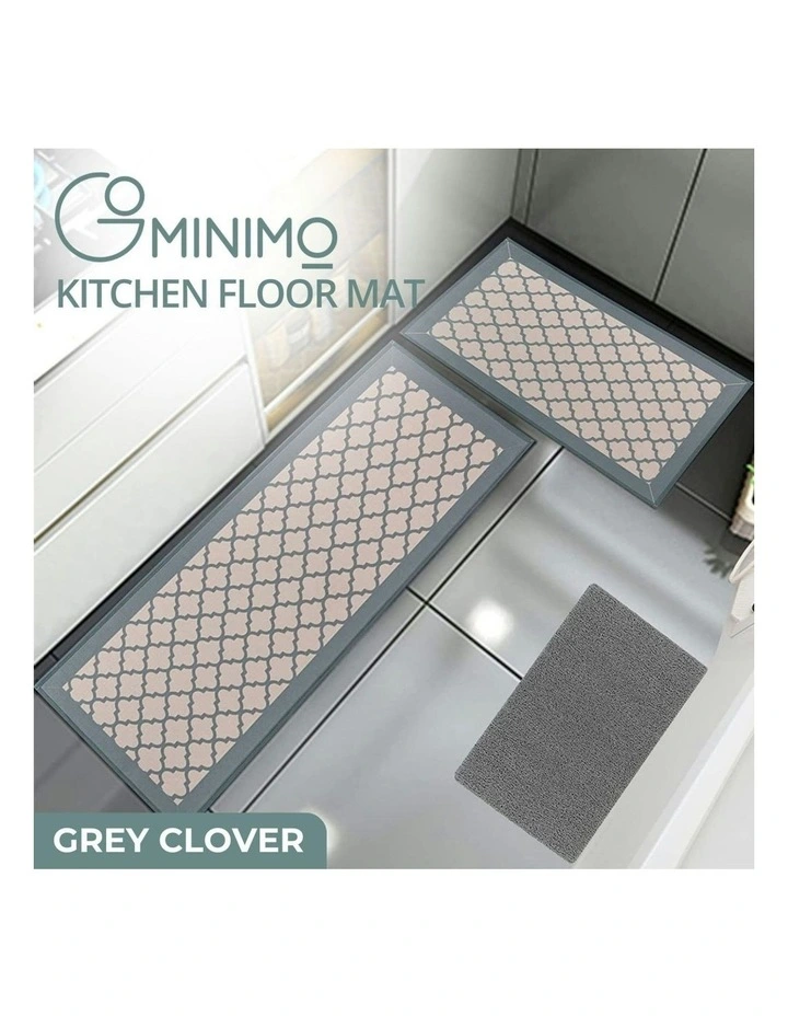 Fast Drying Soft Surface 2 Pieces Washable Floor Mat in Grey
