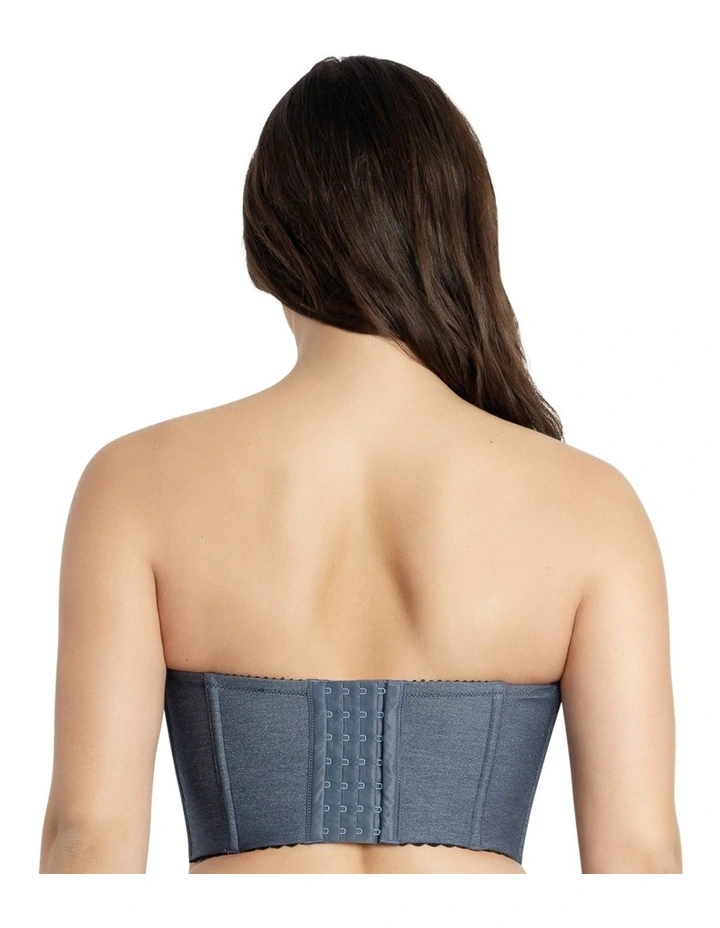 Dolly Wired Denim Longline Bustier Bra in Blue