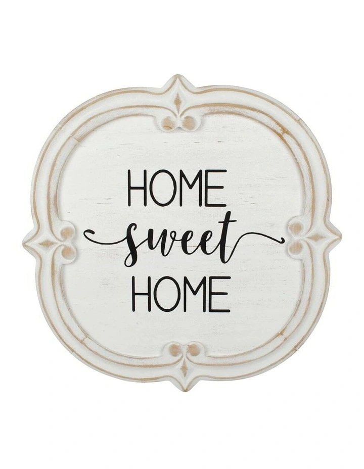 Home Sweet Home Sign Wall Art in Distressed White