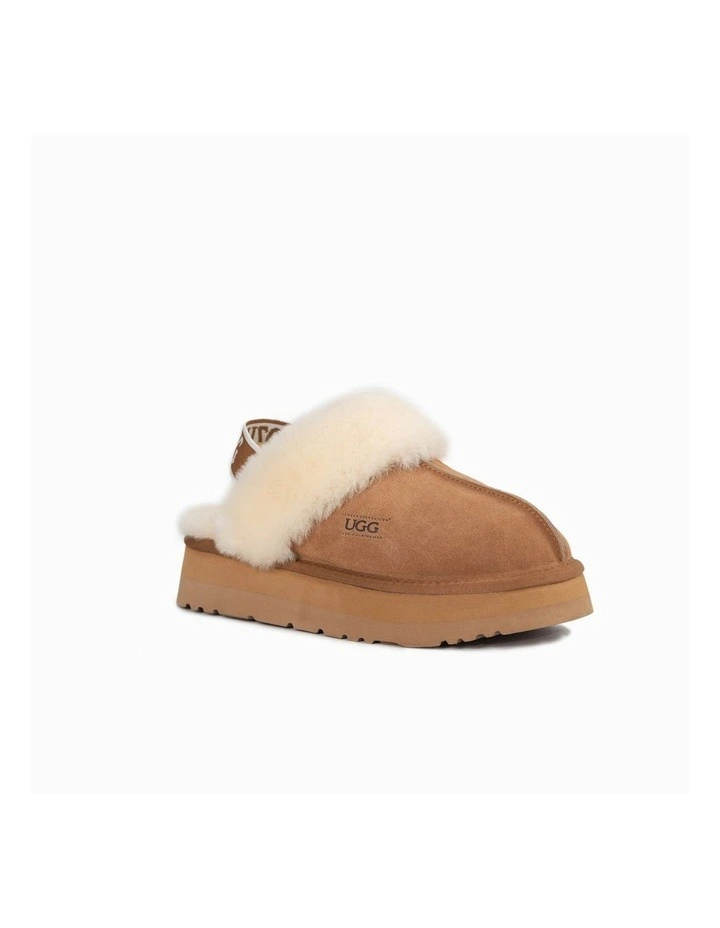 Platform Slipper Elastic Backstrap in Chestnut