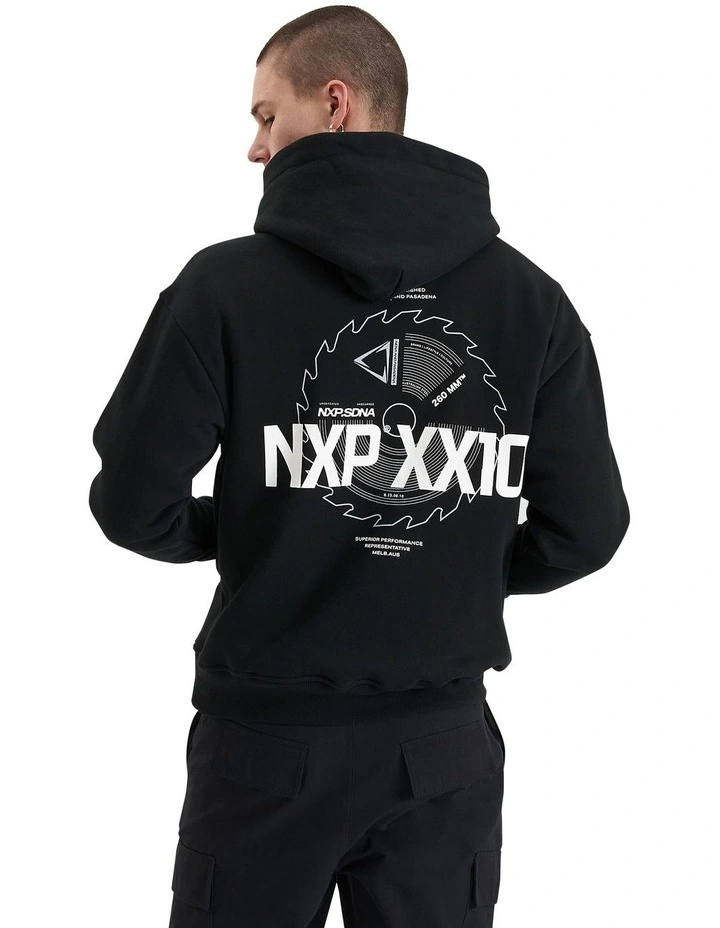 Mortar Heavy Relaxed Hooded Sweater in Jet Black