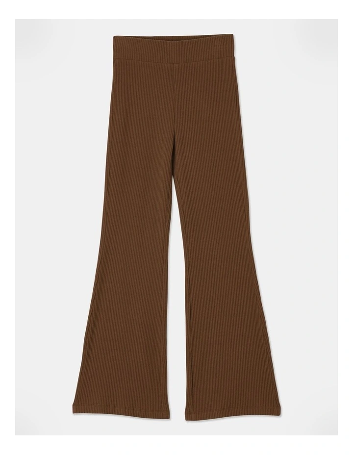 Rib Flare Legging in Brown