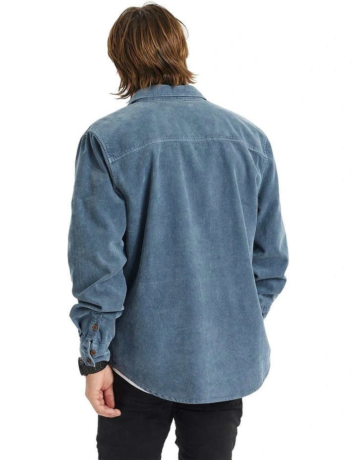 Berkeley Cord Casual Long Sleeve Shirt in Pigment Blue