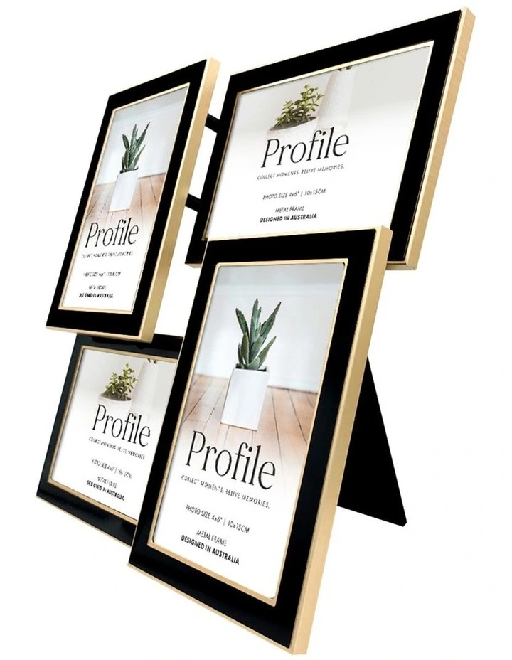 Eternal Solid Metal Collage Photo Frame Multi 4 4x6" in Black/Rose Gold