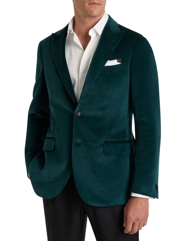 Jude Velvet Jacket in Petrol