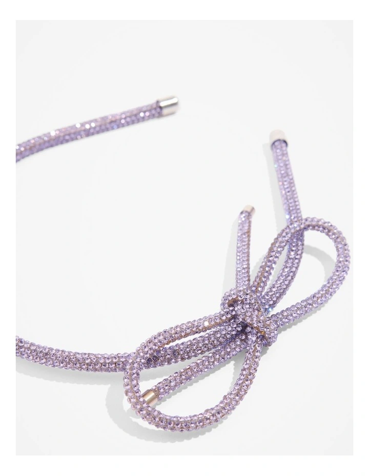 Crystal Bow Headband in Lilac
