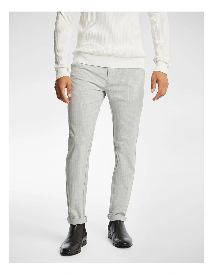 Capone Pinstripe Slim Chino in Light Grey