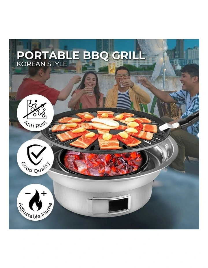 Outdoor Camping Charcoal Bbq Grill Stove in Silver
