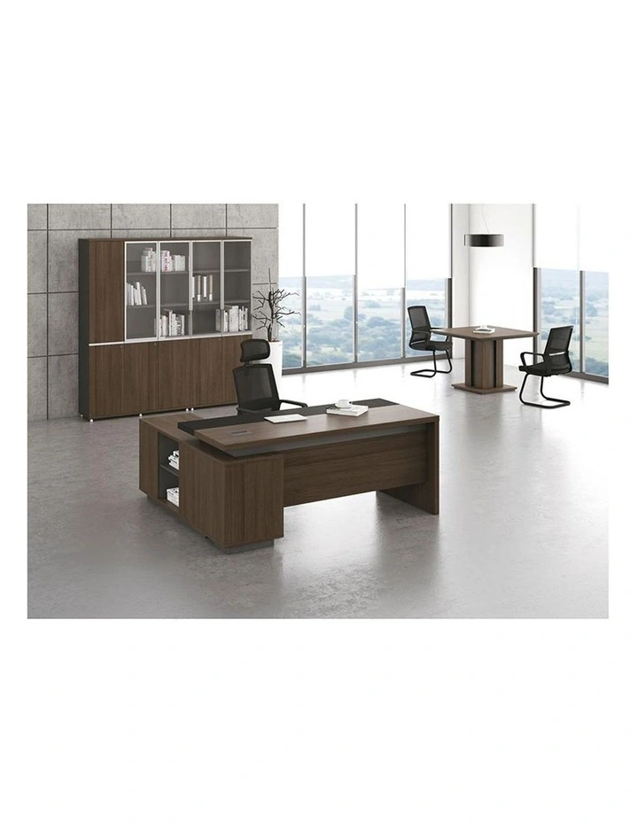Carter Display Unit 2 Door Bookcase 80cm Coffee Grey