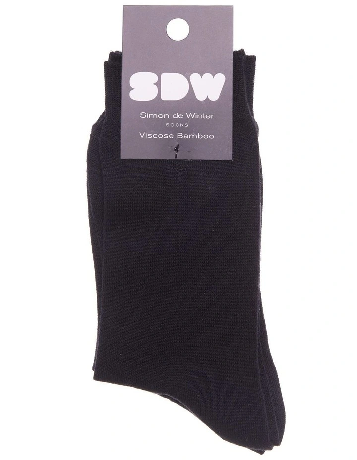 2 Pack Bamboo Comfort Crew Length Socks in Black